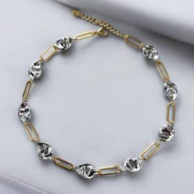 Ατσάλινο Κολιέ Peebls Steely Symmetry Silver and Gold