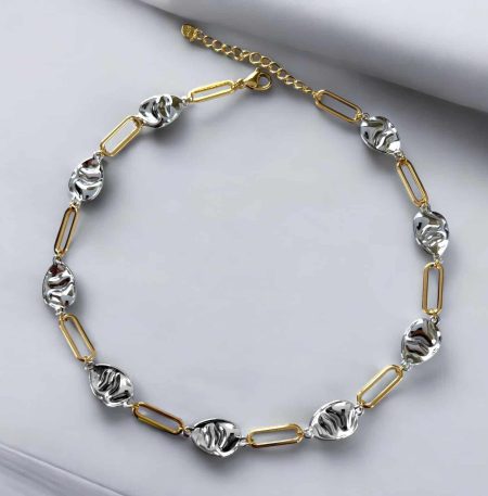 Ατσάλινο Κολιέ Peebls Steely Symmetry Silver and Gold