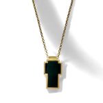 Κολιέ Cross Pendant από ασήμι 925 Gold - Black
