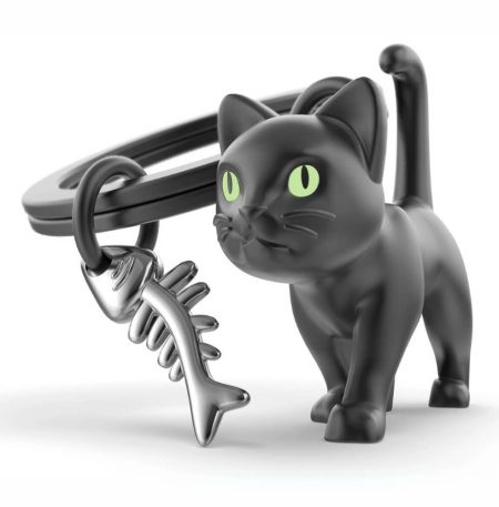 Metalmorphose Μπρελόκ Black Cat with Fishbone