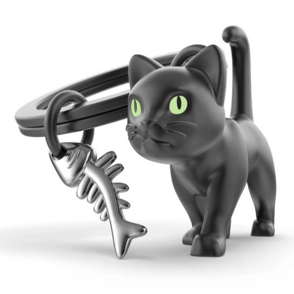 Metalmorphose Μπρελόκ Black Cat with Fishbone