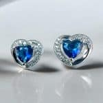 Σκουλαρίκια Shiny Blue Hearts από ασήμι 925