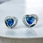 Σκουλαρίκια Shiny Blue Hearts από ασήμι 925