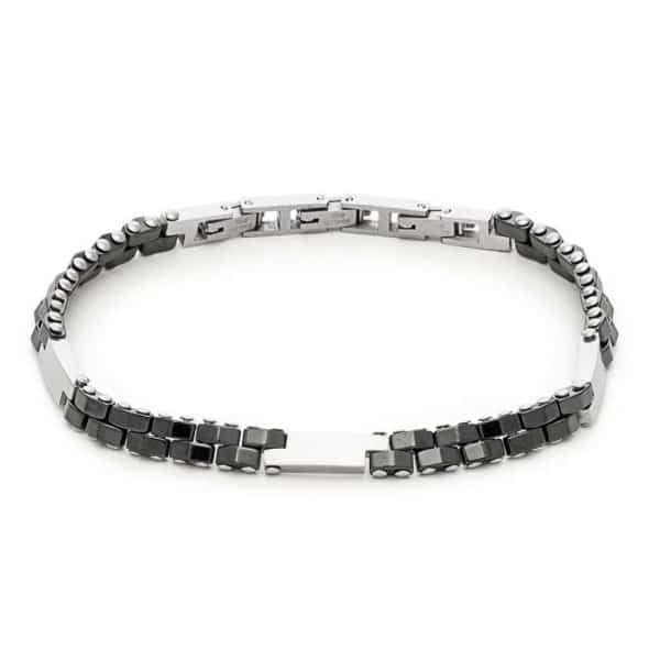 Ανδρικό Ατσάλινο Βραχιόλι Visetti 51C-BR328SB Silver-Black