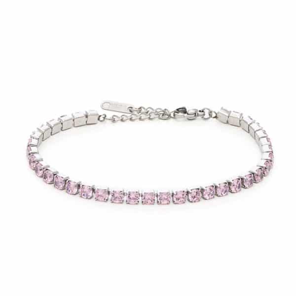 Ατσάλινο Βραχιόλι Visetti Shiny Stones Pink Silver