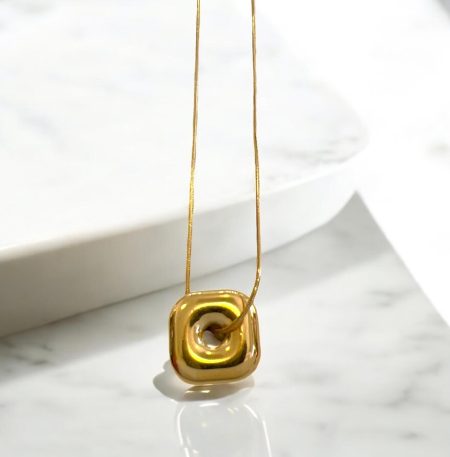Ατσάλινο Κολιέ Peebls Square Sign Gold