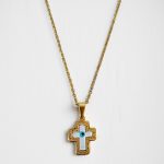 Ατσάλινο Κολιέ Peebls Cross Eye Gold