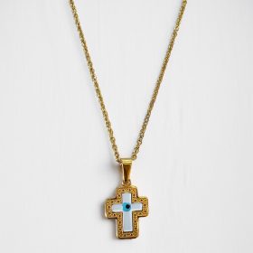Ατσάλινο Κολιέ Peebls Cross Eye Gold