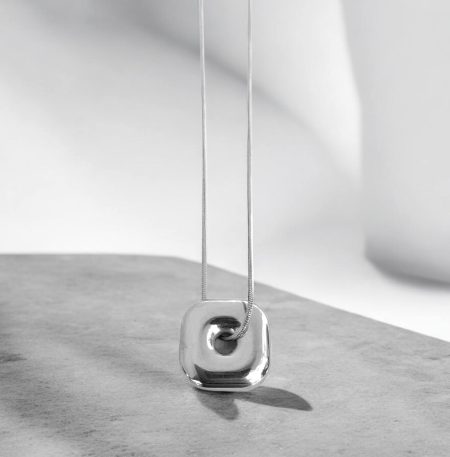 Ατσάλινο Κολιέ Peebls Square Sign Silver
