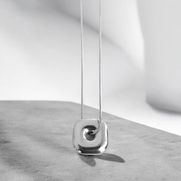 Ατσάλινο Κολιέ Peebls Square Sign Silver
