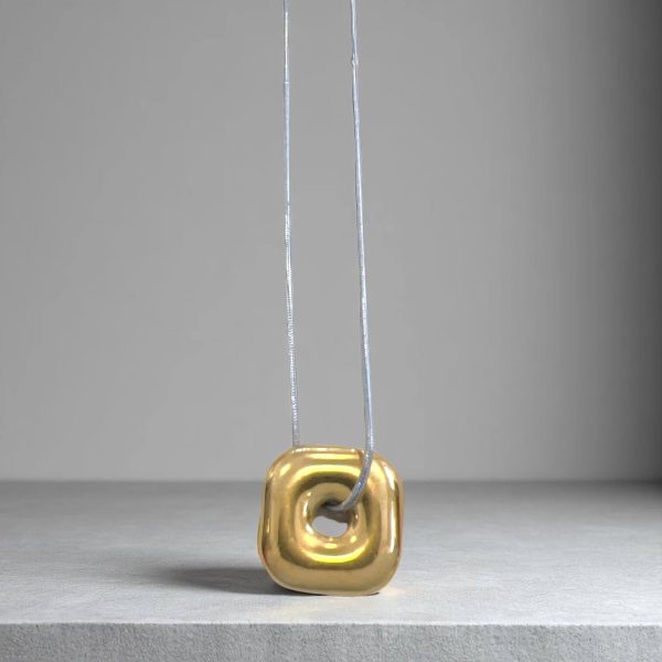 Ατσάλινο Κολιέ Peebls Square Sign Silver - Gold