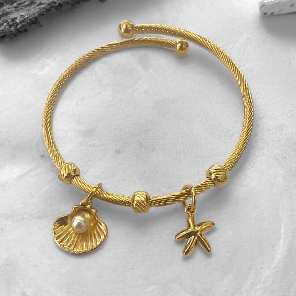 Βραχιόλι Peebls Seashell and Pearl Gold