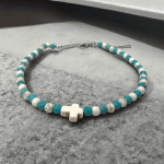 Αλυσίδα Ποδιού BlackOwl Art Marble and Turqoise