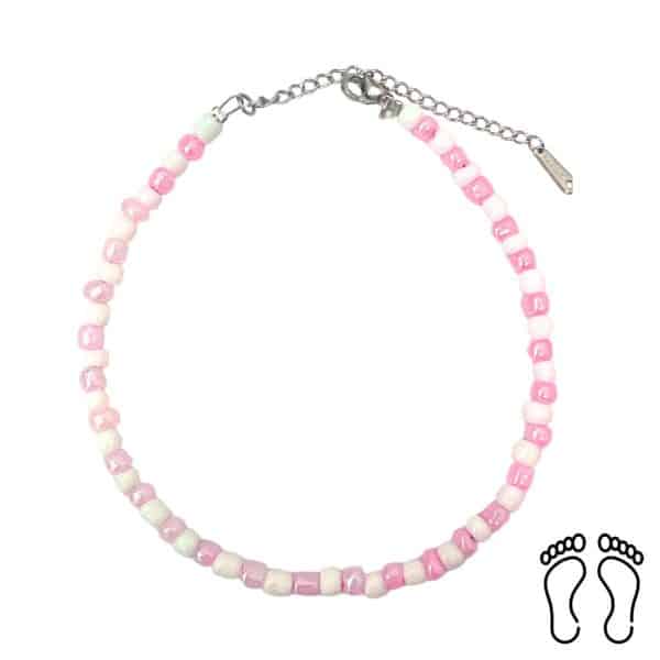 Αλυσίδα Ποδιού BlackOwl Art Pink and White