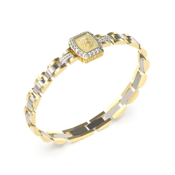 Ανδρικό Βραχιόλι Guess Lion King Gold Stones