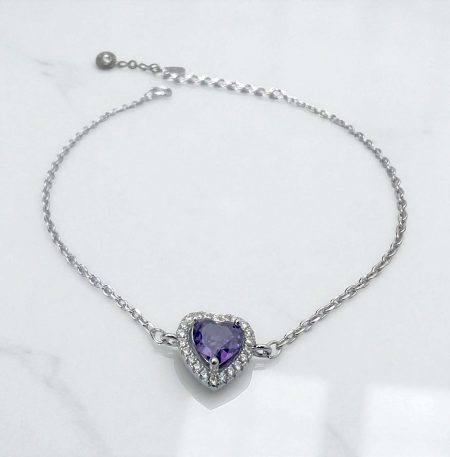 Βραχιόλι Purple Heart από ασήμι 925