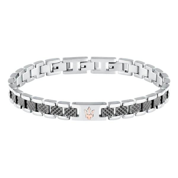 Ανδρικό Βραχιόλι Maserati Iconic JM225AVD86 Silver Black Rose Gold