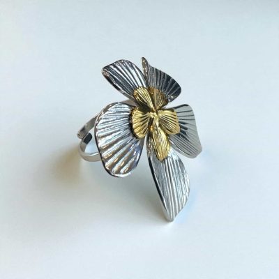 Ατσάλινο Δαχτυλίδι Fiorella Silver Gold