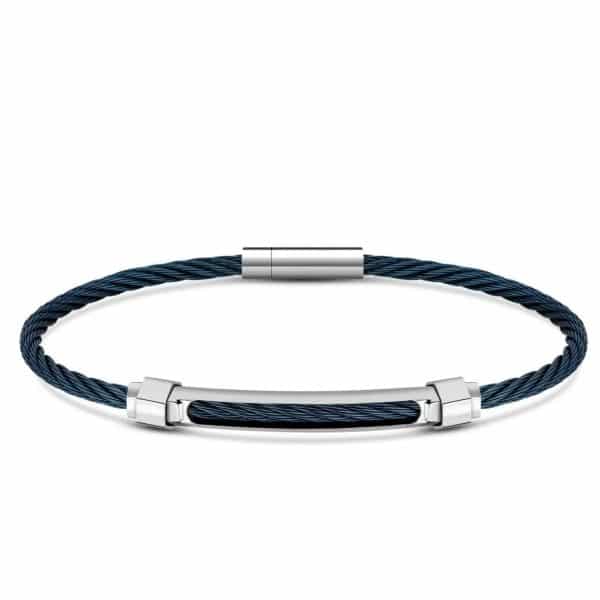 Ανδρικό βραχιόλι Cerruti Only Cable Blue - Silver