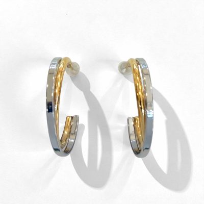 Ατσάλινα Σκουλαρίκια Peebls Soft Curve Hoops Silver-Gold