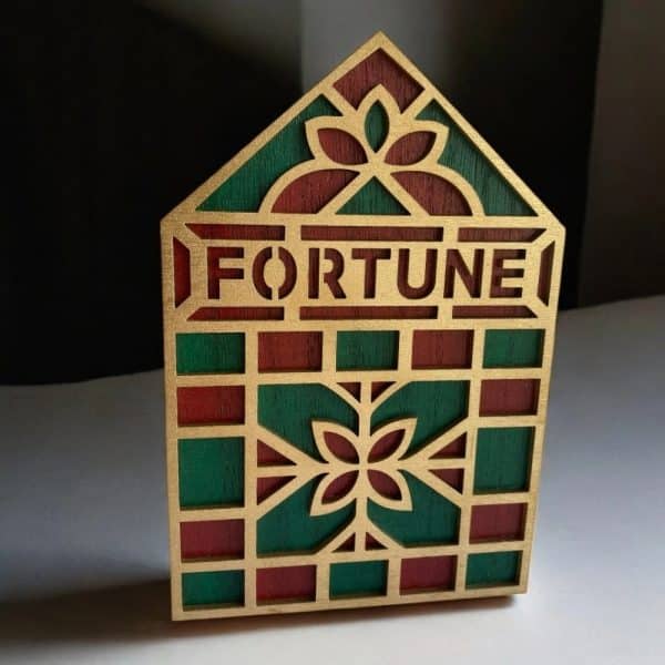 Γούρι Ξύλινο Σπίτι Fortune Κόκκινο Πράσινο