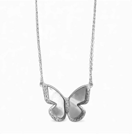 Κολιέ Butterfly Glow Silver από ασήμι 925