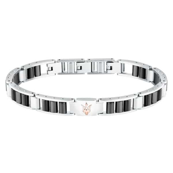 Ανδρικό Βραχιόλι Maserati JM225ATZ53 Ceramic Silver-Black-Rose Gold