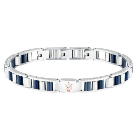 Ανδρικό Βραχιόλι Maserati JM225ATZ55 Ceramic Silver-Blue-Rose Gold