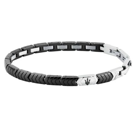 Ανδρικό Βραχιόλι Maserati JM226ATZ86 Ceramic Silver-Black