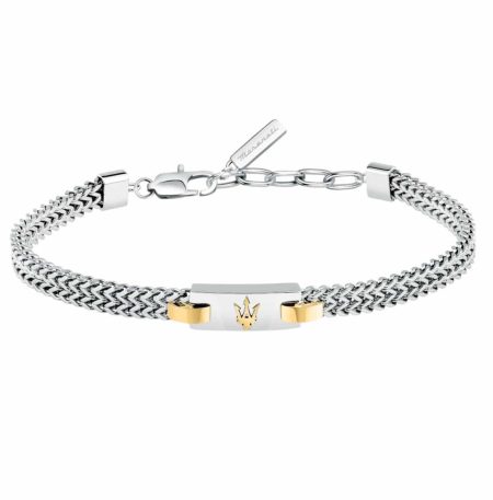 Ανδρικό Βραχιόλι Maserati Iconic JM425AVD103 Silver Gold Mesh