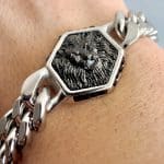Ανδρικό Βραχιόλι Guess Lion King Black Silver