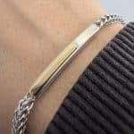 Ανδρικό Βραχιόλι Guess Noir Silver Gold
