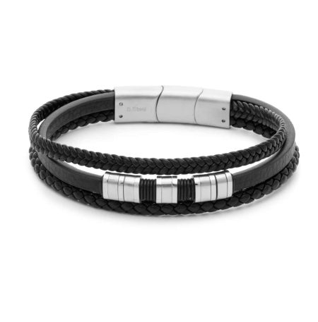 Τριπλό Ανδρικό Βραχιόλι Visetti 61C-BR386SB Black