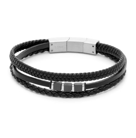 Τριπλό Ανδρικό Βραχιόλι Visetti 61C-BR388SB Black