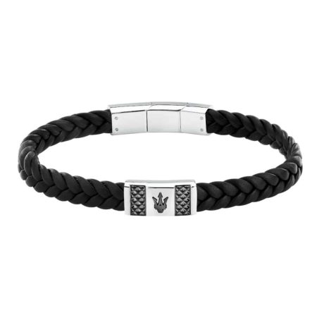 Ανδρικό Βραχιόλι Maserati Iconic JM424AVE25 Black Recycled Leather