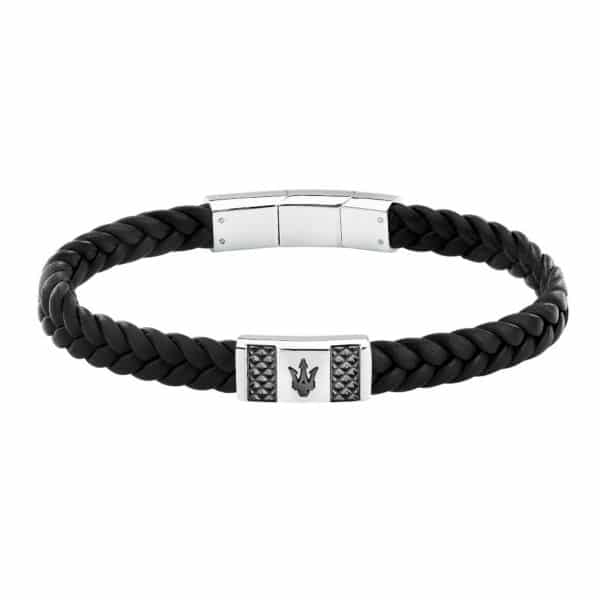 Ανδρικό Βραχιόλι Maserati Iconic JM424AVE25 Black Recycled Leather