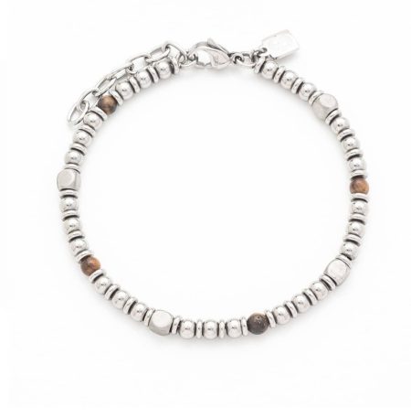 Ανδρικό Βραχιόλι λefkό Atlas Bead Silver