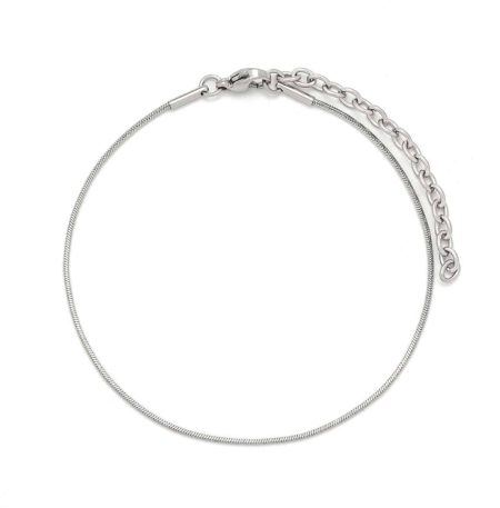 Ανδρικό Βραχιόλι λefkό Silver Flow Chain