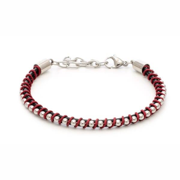 Ανδρικό Βραχιόλι λefkό Crimson Steel Wrap Red
