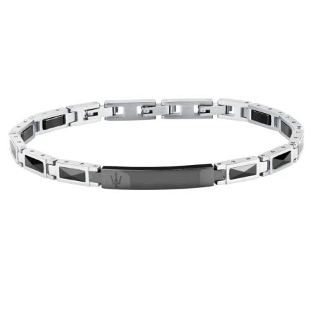 Ανδρικό Βραχιόλι Maserati JM226ATZ79 Ceramic Silver-Black