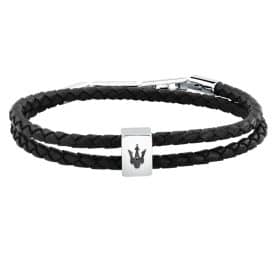 Ανδρικό Βραχιόλι Maserati Iconic JM226AVE44 Black Recycled Leather