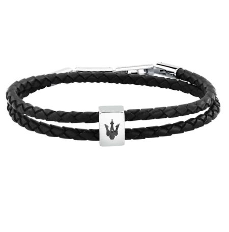 Ανδρικό Βραχιόλι Maserati Iconic JM226AVE44 Black Recycled Leather