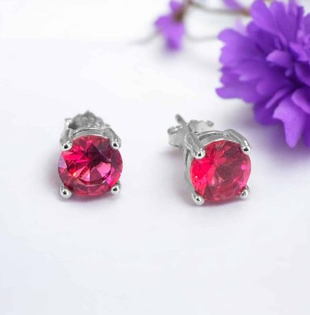 Σκουλαρίκια Ruby Flame από ασήμι 925