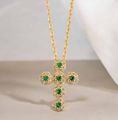 Σταυρός Emerald Grace Cross Gold από ασήμι 925