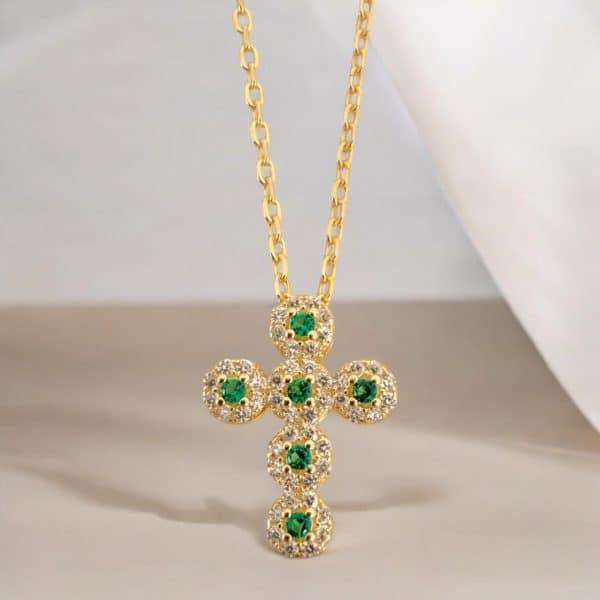Σταυρός Emerald Grace Cross Gold από ασήμι 925