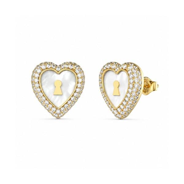 Ατσάλινα Σκουλαρίκια Guess love Bites Gold