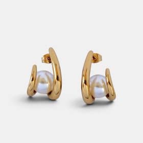 Ατσάλινα Σκουλαρίκια Peebls Pearl Orbit Gold
