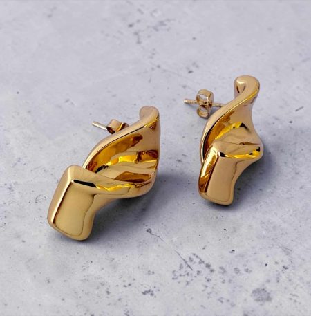 Ατσάλινα Σκουλαρίκια Peebls Golden Sculpt Twist