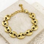 Ατσάλινο Βραχιόλι Peebls Gold Oval Chain