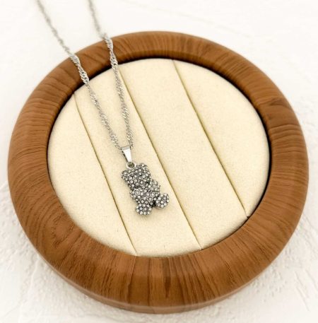 Κολιέ Peebls Crystal Teddy Silver